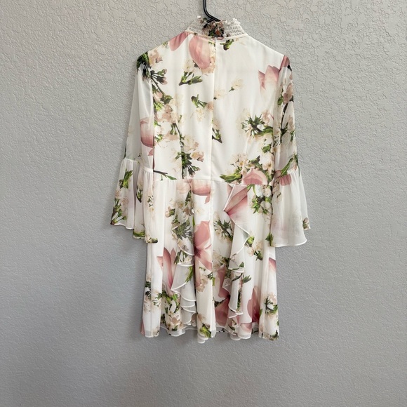 Ted Baker Beccaa Harmony Ruffle Bow Neck Dress with a floral print Size 2 - Picture 5 of 6